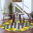 thumbnail image 3 of Summer Lemons Round Area Rug 6Ft Washable Circle Rugs for Bathroom Office, Fruits White Flowers Farmhouse Plaid Non-Slip Carpet Floor Mats Indoor Outdoor Carpet Runner Aesthetic Home Decor, 3 of 8