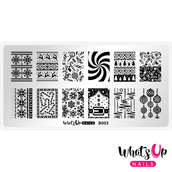 Whats Up Nails B003 Sweater Weather Metal Stamping Plate for Christmas Nail Art Design