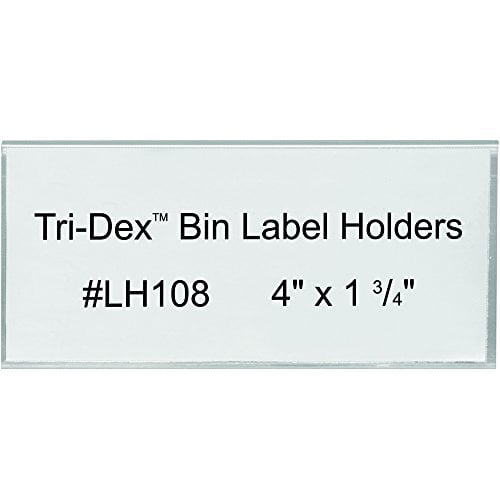 4 x 1 3/4 BOX USA BLH108 Tri-Dex Bin Label Holders Pack of 25 Clear