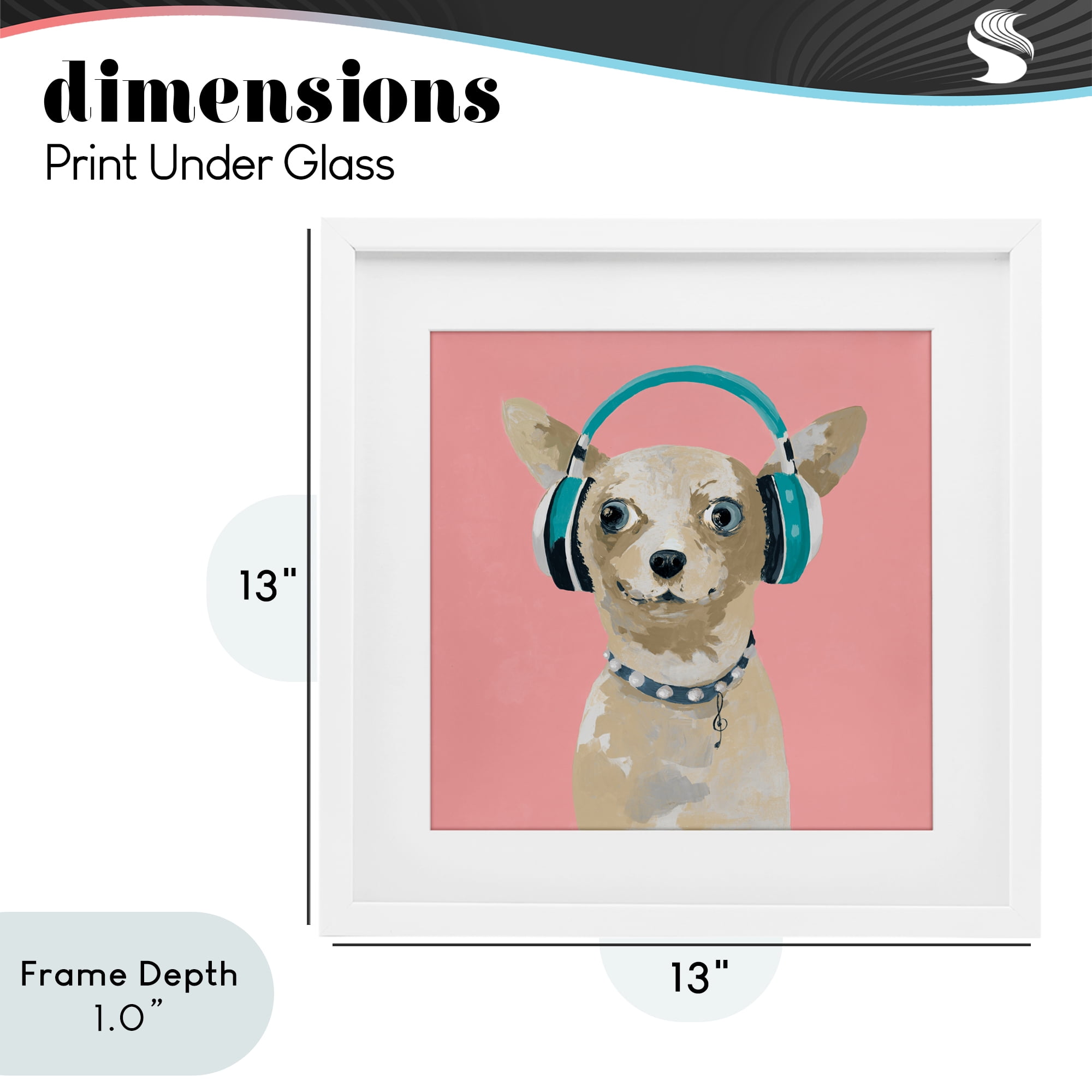 Stupell Industries Jammin' Pup on Pink White Framed Print Under Glass, design by Lorenzo Collective