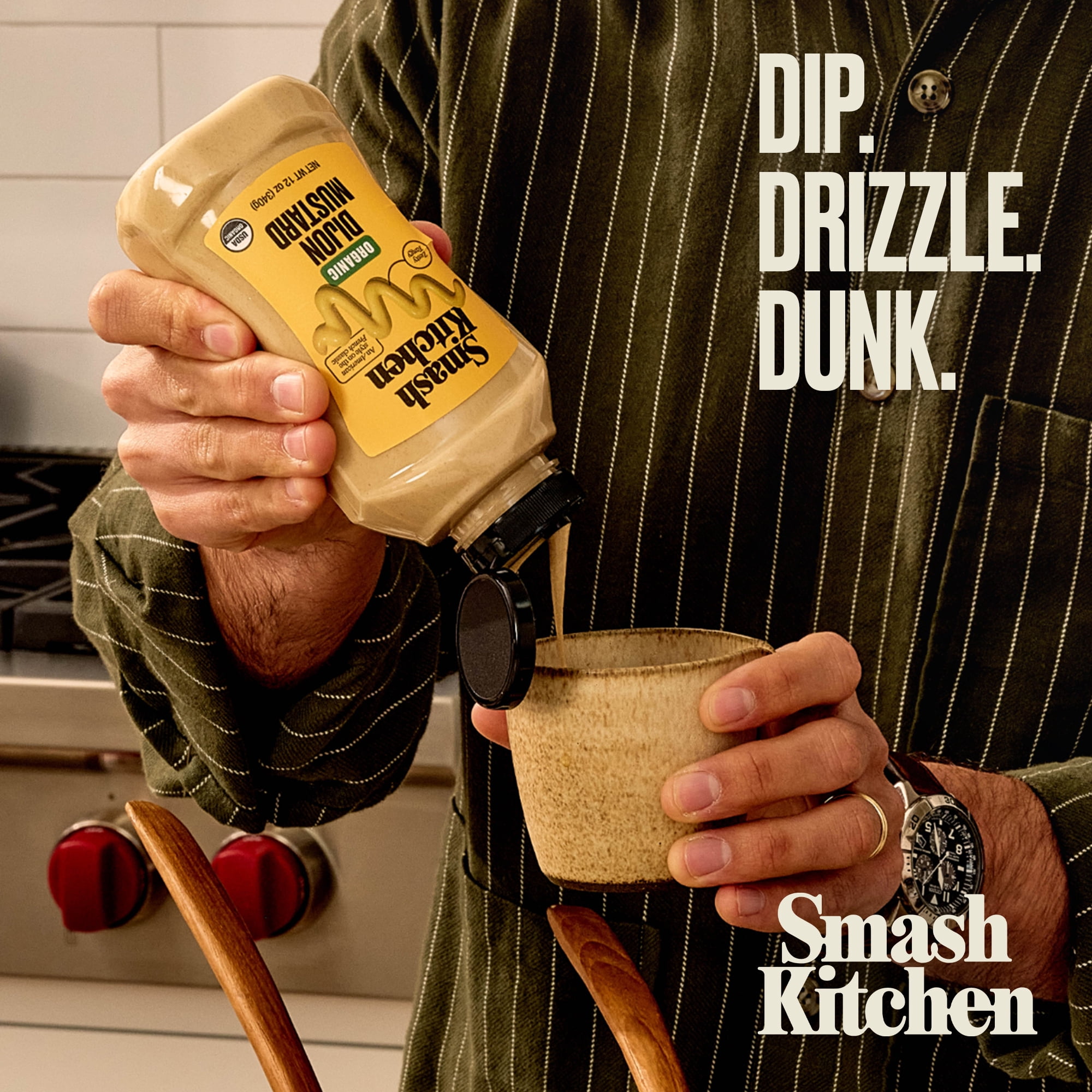 (12 pack) Smash Kitchen Organic Dijon Mustard, 12 oz Bottle