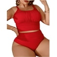 thumbnail image 5 of Women's Plus Size Swimsuit Ruched High Waisted Bikini Sets Two Piece Bathing Suits, 5 of 6