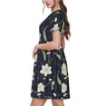 thumbnail image 2 of Hirioo Lilies Flowers for Short Sleeve Dress Women's Short Sleeve Dress with Pockets, 2 of 6