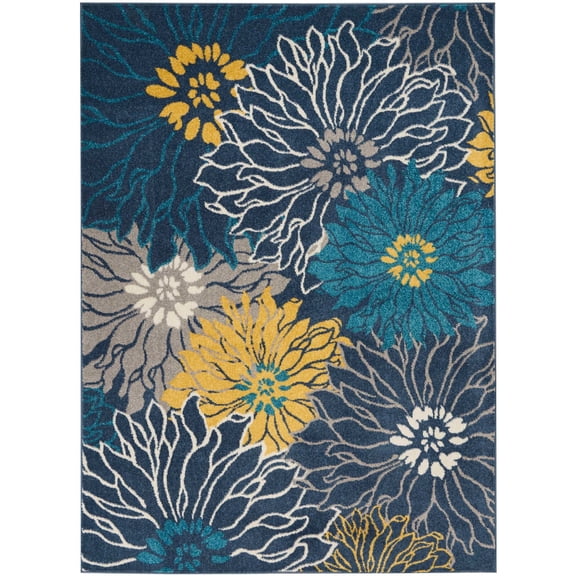 Nourison Passion 5'3" x 7'3" Blue Contemporary Indoor Rug