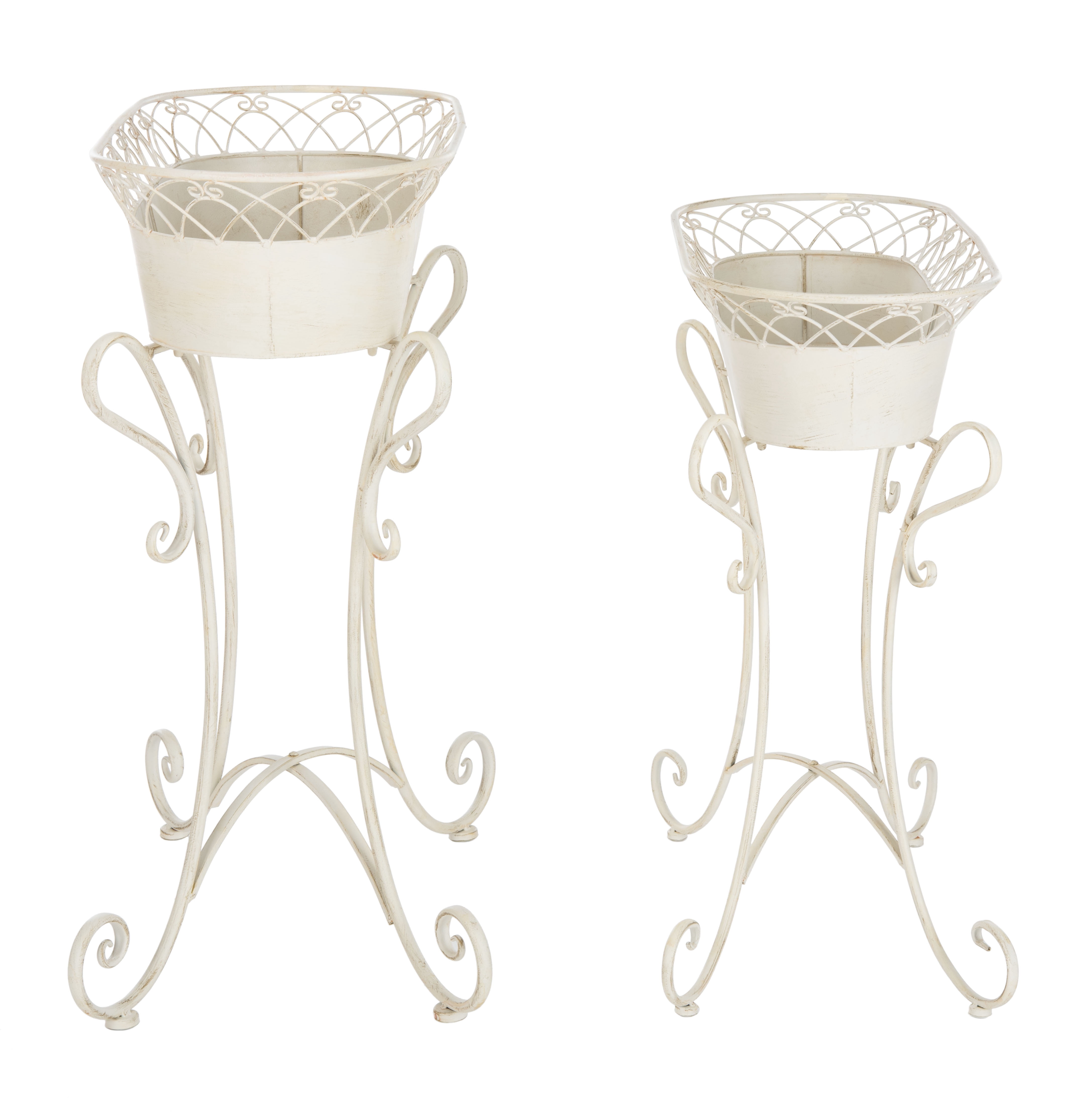 SAFAVIEH Hendrick Solid Outdoor Patio Planters, Pearl White, Set of 2