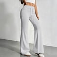 thumbnail image 5 of Women's Drawstring Waist Bell Bottom Flare Leg Sweatpants Sports Causal Pants Solid Buttoms, 5 of 7