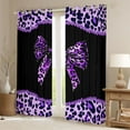 thumbnail image 2 of Homewish Girls Vintage Ribbon Black Out Curtains, Purple Leopard Print Bowknot Curtains Pack of 2 (42x63 Each), Old Fashion Bedroom Curtains, Curtains and Drapes Decor, 2 of 6