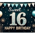 thumbnail image 4 of Yatrandify Decorative Design Sweet 16 Birthday Banner Colorful Theme Happy Birthday Backdrop for Birthday Party Indoor Decoration Celebration, 4 of 8