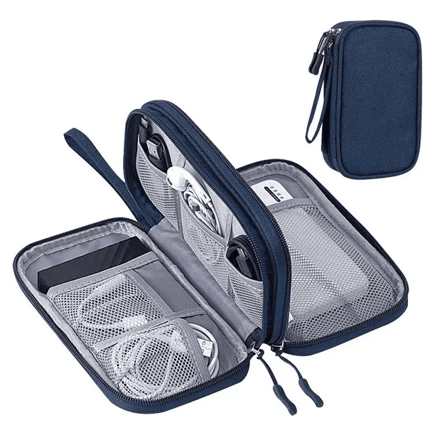 Estuche Organizador Portátil De Accesorios Electrónicos Azul Marino