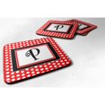thumbnail image 1 of ""Caroline's Treasures CJ1012-PFC Posavasos de espuma con monograma y lunares negros y rojos (juego de 4) Letra inicial P 3.5"""" H x 3.5""" W Multicolor"", 1 of 1