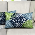 thumbnail image 5 of Navy Blue Green Pillow Covers 12x20 Light Blue Dahlia Flowers Modern Rustic Decorative Lumbar Couch Pillow Cases with Zipper Set of 2 Home Decor for Living Room Bedroom Bed Cushion Outdoor, 5 of 6