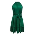thumbnail image 5 of Vestido sin mangas con cinturón para mujer: diseño informal y elegante, detalles plisados, color liso, versátil para primavera/verano., 5 of 5