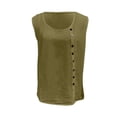 thumbnail image 4 of JIAYUE Women's T Shirt U Neck Solid Color Linen Sleeveless Tank Tops Buttons Casual Loose Fit Summer Breathable Lightweight Vest For Daily Vacation Beach Wear, 4 of 5