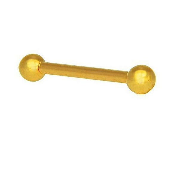 JewelStop 14k Solid Gold Yellow Barbell Ball Eyebrow Ring Body Jewelry, 16 Gauge