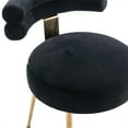thumbnail image 5 of Accent Chair Set of 2, Leisure Dining Chair with Curved Back and Round Seat, Upholstered Makeup Chair with Gold Metal Legs, Velvet Side Chair Vanity Chair for Living Room, Bedroom, Black, 5 of 7