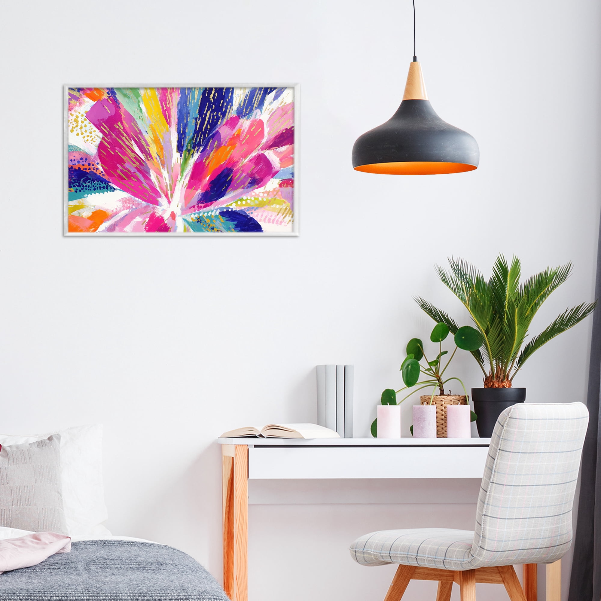 Stupell Industries Flower Burst in Vibrant Tones White Framed Giclee Art, design by Chromatic Storm Studio