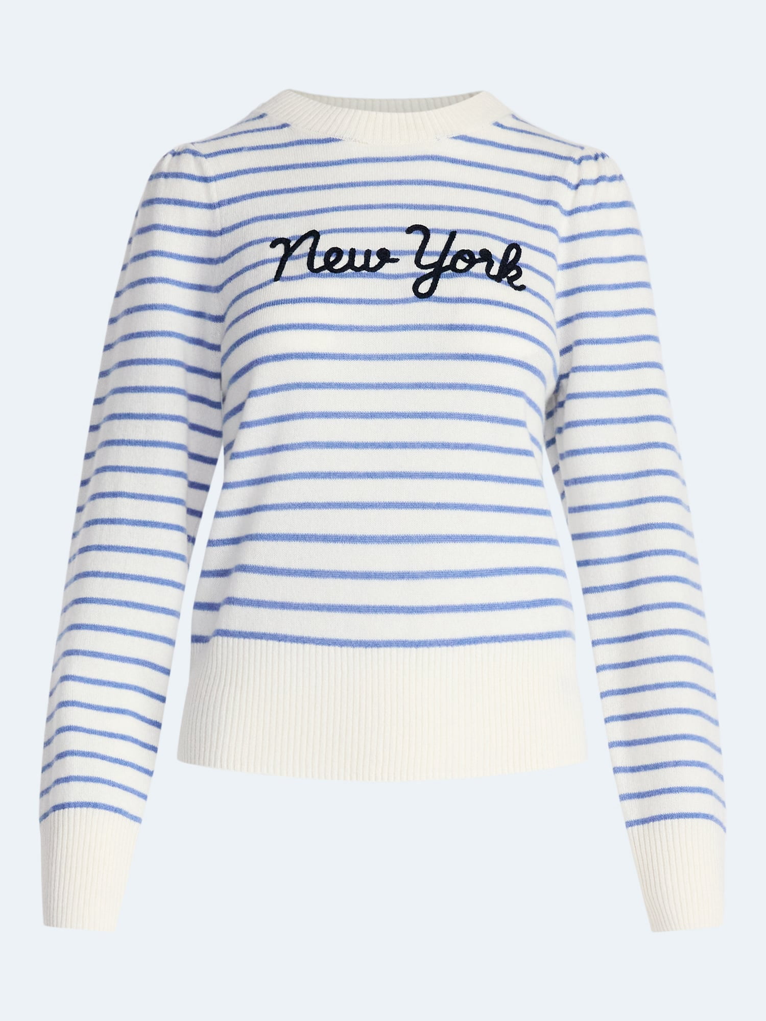 Free Assembly Women's and Women's Plus Embroidered Cashmere Sweater, Midweight, Sizes XS-3X