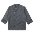 thumbnail image 3 of Nyeemya Chef Jacket Short Sleeve/Long Sleeve Chef Coat Hotel Kitchen Restaurant Work Uniform Shirt Gray Long Sleeve 4XL, 3 of 7