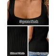 thumbnail image 6 of SHIBEVER Women Sleeveless Tops Summer Knit Tank Casual Ribbed Square Neck Blouse Basic Tanks Trendy Solid Color Black Tee Size M, 6 of 6