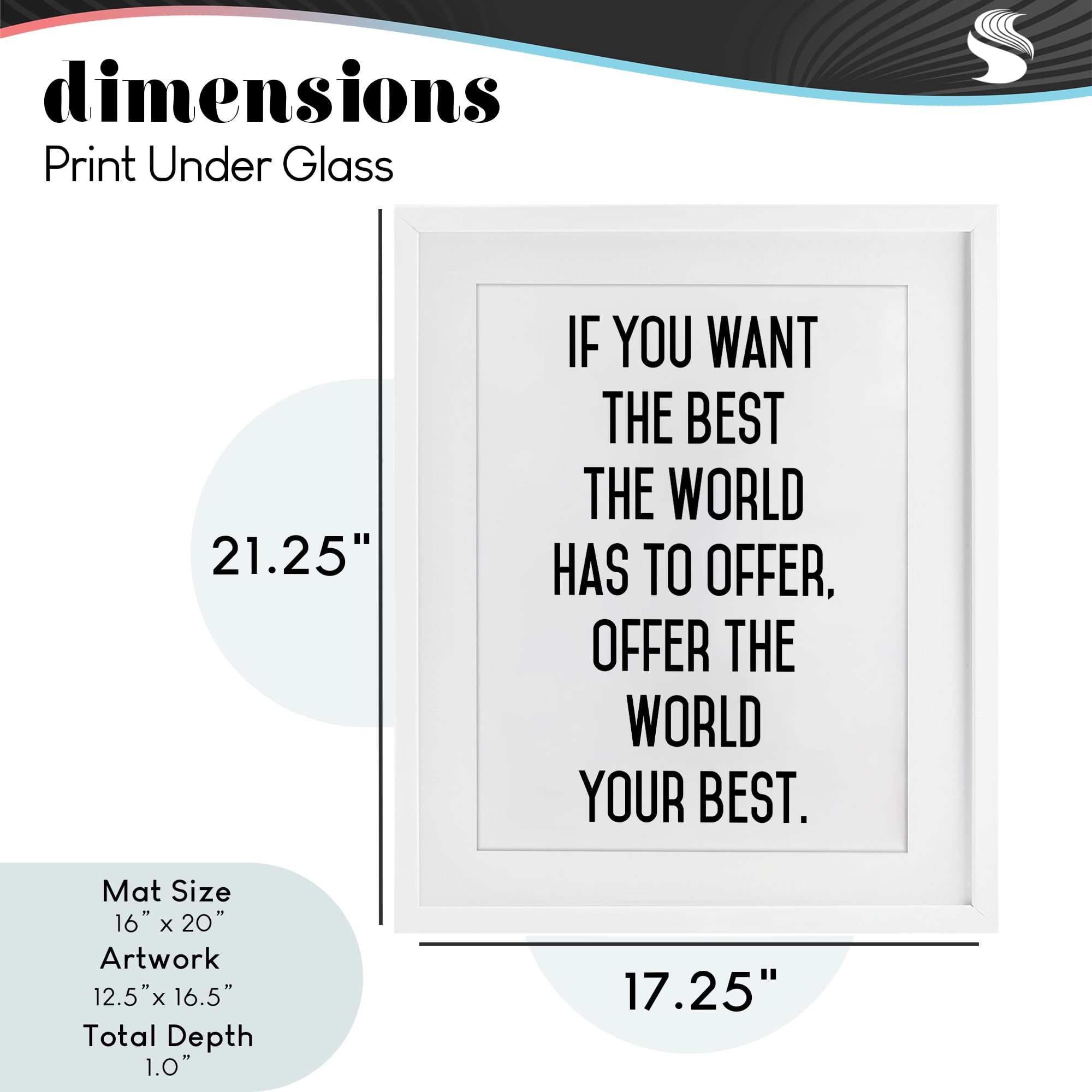 Offer The World Your Best White Framed Print Under Glass, design by Lettered and Lined