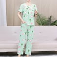 thumbnail image 2 of Tnhcen Women's Fashion Cute Print Short Sleeve Crewneck Wrinkled Loungewear Set | XL-4XL | Soft Cotton Sleepwear, 2 of 6