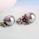 thumbnail image 3 of Diamonds Pearl Dangle Drop Earrings Vintage Sunflower Earrings Pearl Hook Earrings Jewelry for Women,Grey Gray As the description------Product code 64, 3 of 5