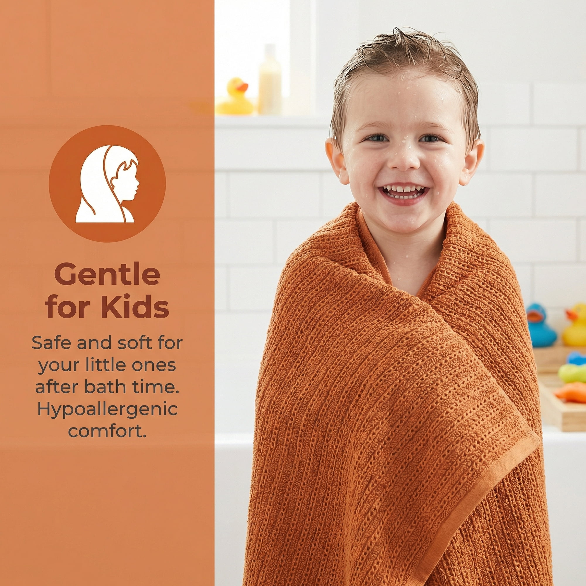 Unique Bargains Cotton Waffle Soft Absorbent Bath Towels Brown 55" x 28"