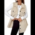 thumbnail image 3 of Chaleco Sin Mangas para Mujer, Chaqueta de Invierno Cálida con Botones Albaricoque M, 3 of 9