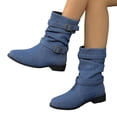 thumbnail image 5 of YOUYEDIAN Boots for Women Low Block Heel Versatile Mid Calf Comfy Fashion Double Buckle Deco Boots Outdoor Casual Round Toe Shoes, 5 of 5