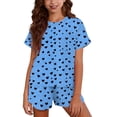 thumbnail image 6 of Gamivast 2 Piece Lounge Set for Girls Heart Print Short Sleeve Top and Matching Shorts Stretchy Soft Knit Fabric for Daily Casual Home Sleepwear Outfit, 6 of 8