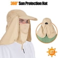 thumbnail image 6 of IC ICLOVER Sun Hat with Neck Flap Face Mask, Foldable Fishing Hat for Men Women Sun Protection Baseball Cap, Khaki, 6 of 8