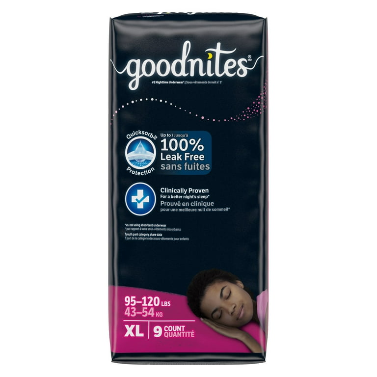 Goodnites Bedwetting Underwear for Girls, XL (95-120 lbs), 9