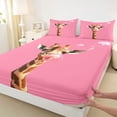 thumbnail image 3 of Homewish Animal Giraffe 3pcs Twin Sheet Sets for Teens Boys Girls,Pink Brown Twin Fitted Sheet,Pink Bubbles Breathable Flat Sheet,Ultra Soft Home Decor, 3 of 7