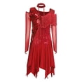 thumbnail image 6 of Haitryli Latin Dance Dress for Women Sequin Tassel Cocktail Dresses Cha Cha Tango Ballroom Dress with Choker Red M, 6 of 7
