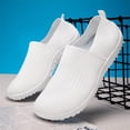 thumbnail image 4 of DLWKIPV Women's White Flyknit Slip-On Shoes - Breathable Lightweight Casual Loafers for Daily Wear(white,7), 4 of 6