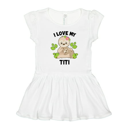 

Inktastic Cute Sloth I Love My Titi with Green Leaves Gift Toddler Girl Dress