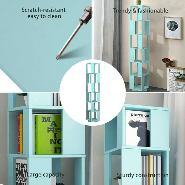 Ansley&HosHo 6 Tier Open Storage Revolving Shelves and Bookcase
