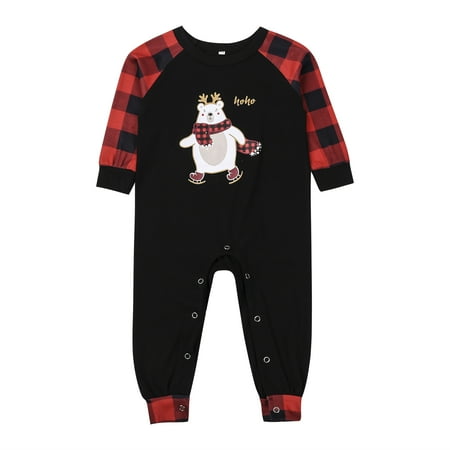 

Binpure Christmas Parent-child Pajamas Plaid Print Pullover Trousers Romper