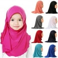 thumbnail image 2 of Muslim Girls Kids Hijab Islamic Scarf Shawls Soft and Stretch Material for 2 to 7 years old Girls 50cm Children Hijabs (navy blue), 2 of 7