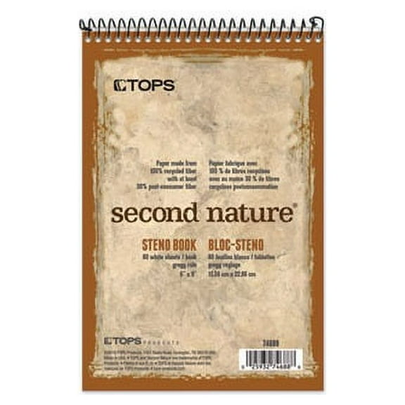 TOPS, TOP74688, Second Nature Spiral Reporter/Steno Notebook, 1 Each