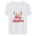 thumbnail image 6 of jsaierl Christmas Shirts for Women Short Sleeve Merry Christmas Print Tops Fashion V Neck Shirt Bleached Tunic Tees Blouse Top for Women Fashion 2025, 6 of 8