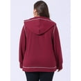 thumbnail image 4 of Unique Bargains Women's Plus Size Fleece Jacket Zip Front Hoodie 2X Burgundy, 4 of 6