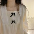 thumbnail image 4 of Conjunto de pijama con lazo para mujer, ropa de dormir con cuello cuadrado y pantalones largos, traje de 2 piezas con volantes, estilo coreano, ropa de noche de manga larga para otoño, 4 of 4