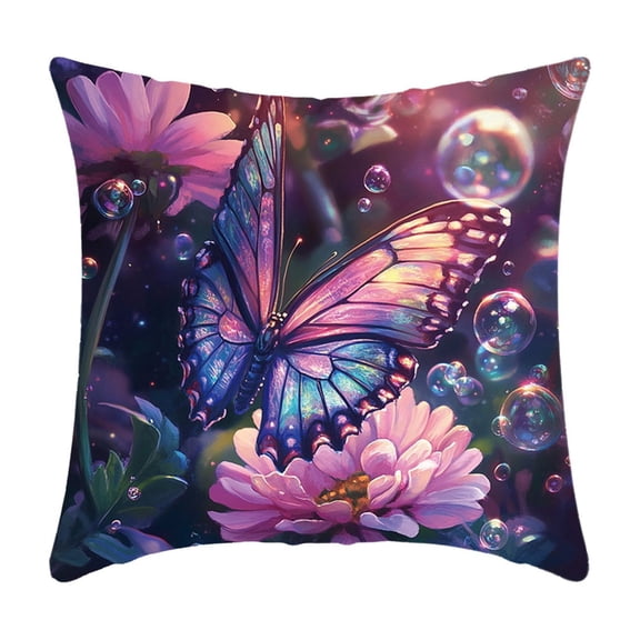 Butterfly Print Throw Pillow Cover, Multicolor, 18x18 Inch, Home Decor
