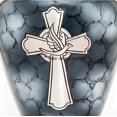 thumbnail image 3 of Pigeon Celtic Cross Engraved Aluminium Cremation Urn for Human Ashes Adult - Handcrafted Funeral Urn for Ashes - Large - BAG INCLUDED (7'' x 7'' x 10''- 200 lbs or 91 kg, Blue Fire), 3 of 4