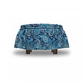thumbnail image 4 of Paisley Ottoman Cover, Flowers Leaves, 2 Piece Slipcover Set with Ruffle Skirt for Square Round Cube Footstool Decorative Home Accent, Standard Size, Blue, by Ambesonne, 4 of 5