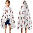 thumbnail image 3 of Cow and Strawberry White Pattern Hooded Bath Towel Wrap for Teens Ages 3 To 12, Soft Lightweight Quick Dry Microfiber Bath Beach Pool, 50"x30", 3 of 6