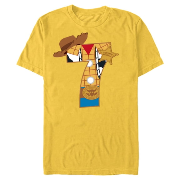 Disney and Pixar’s Toy Story Seventh Birthday 7 Years Old - Short Sleeve Blended T-Shirt for Adults - Customized-Yellow
