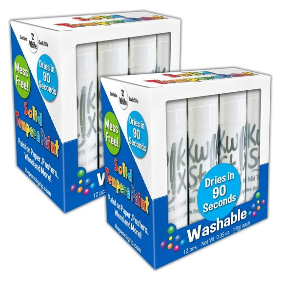 Kwik Stix Tempera Paint Sticks, Single Color Pack, White, 12 per Pack, 2 Packs