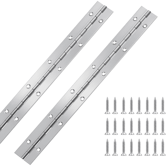 2 Pcs Piano Hinge 12 Inch Heavy Duty Piano Hinge Stainless Steel Overlay Cabinet Hinges 24 Screws